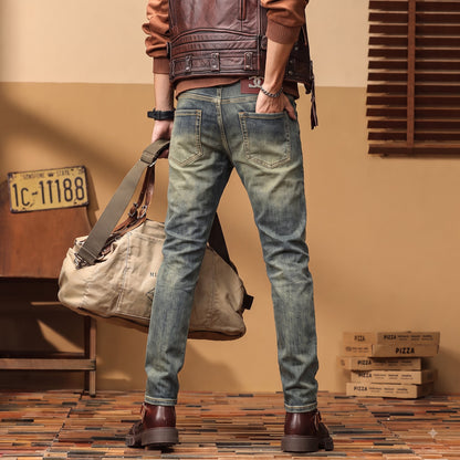 Men's Vintage Olive Biker Jeans