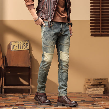 Men's Vintage Olive Biker Jeans
