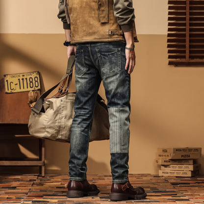 Men's Patchwork Worker Jeans – Charcoal