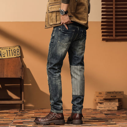 Men's Patchwork Worker Jeans – Charcoal