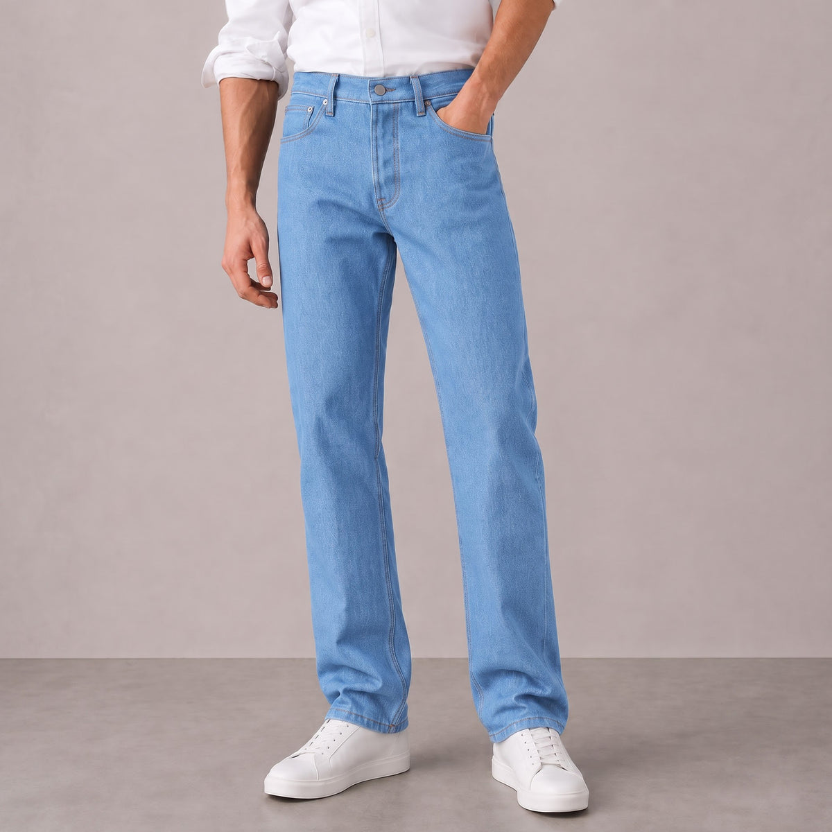Men's Light Blue Straight Fit Jeans
