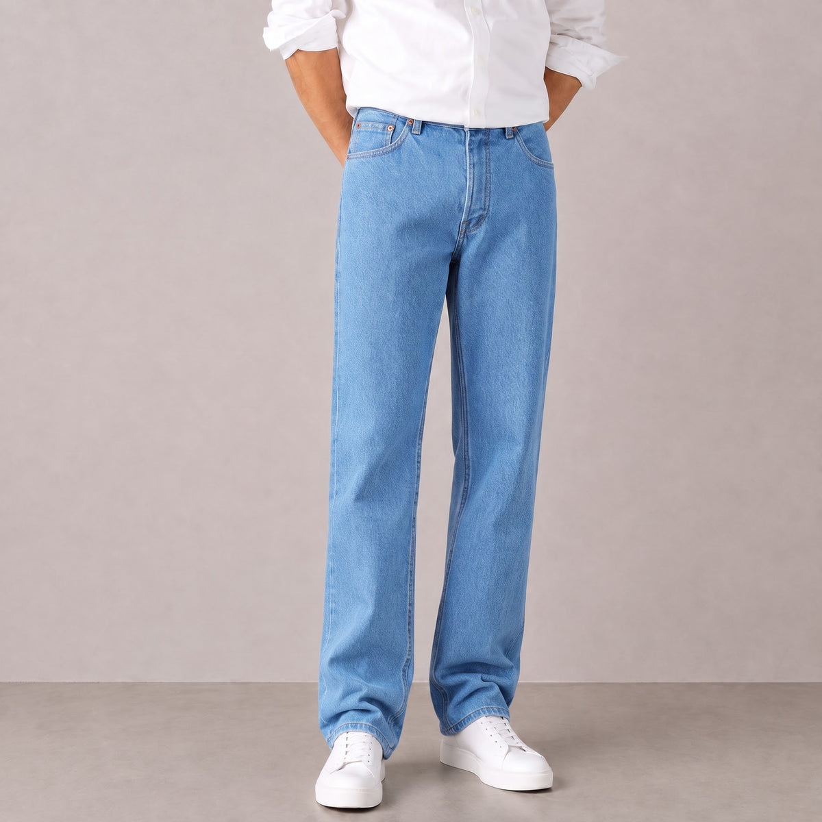 Men's Light Blue Straight Fit Jeans