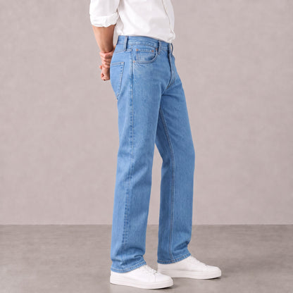 Men's Light Blue Straight Fit Jeans