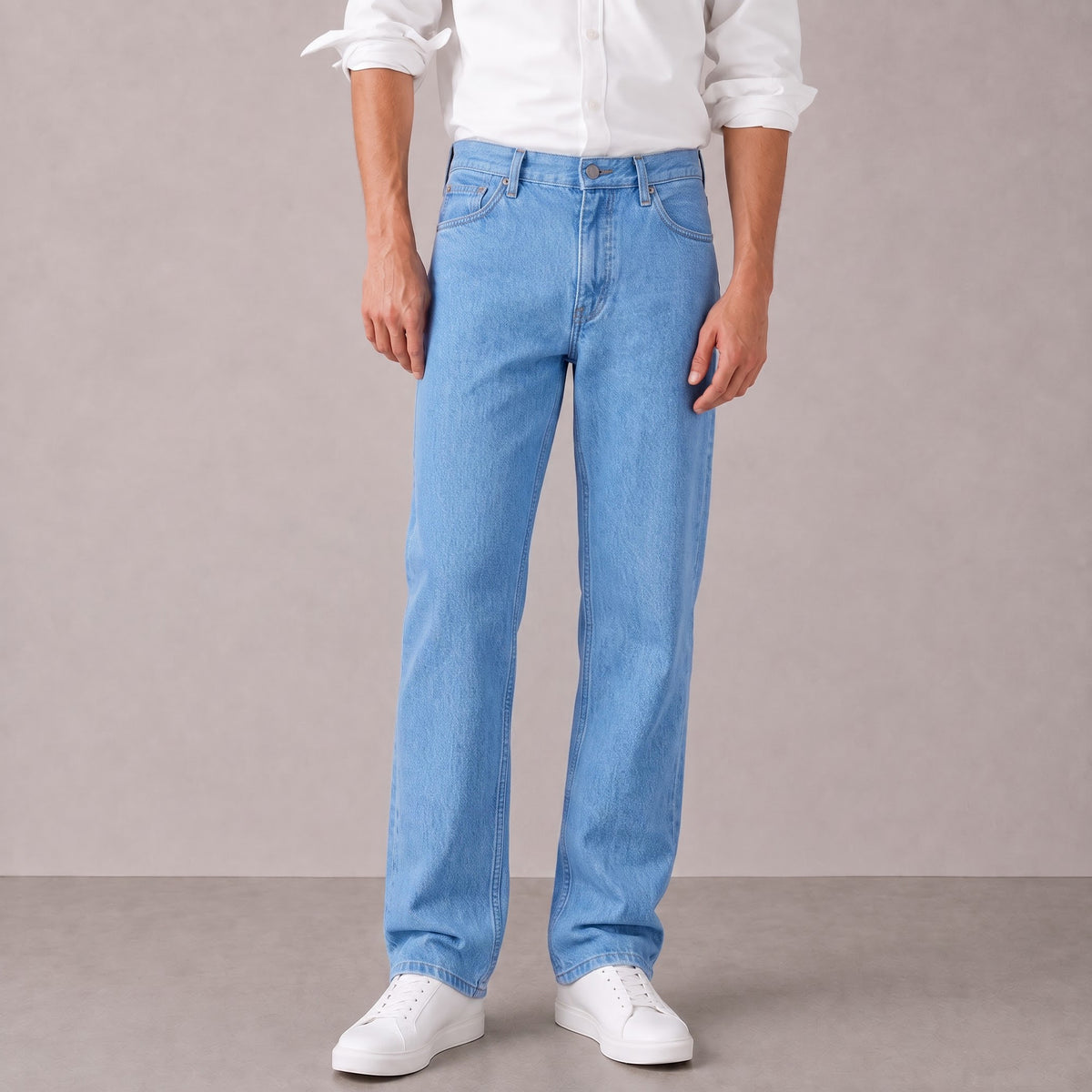 Men's Light Blue Straight Fit Jeans